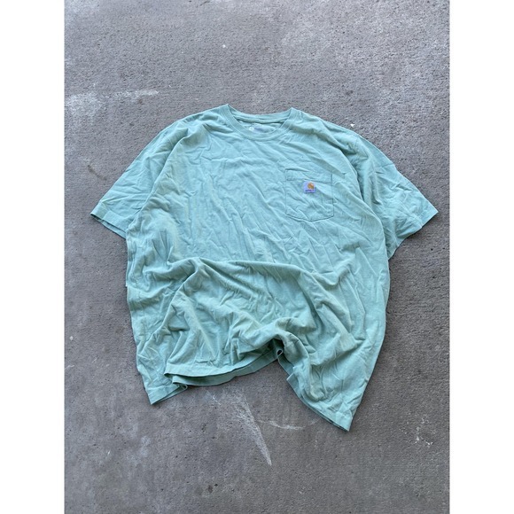 Carhartt Other - VTG Carhartt Shirt Mens 3XL Green Loose Fit Pocket Tee Workwear Tagless Crewneck